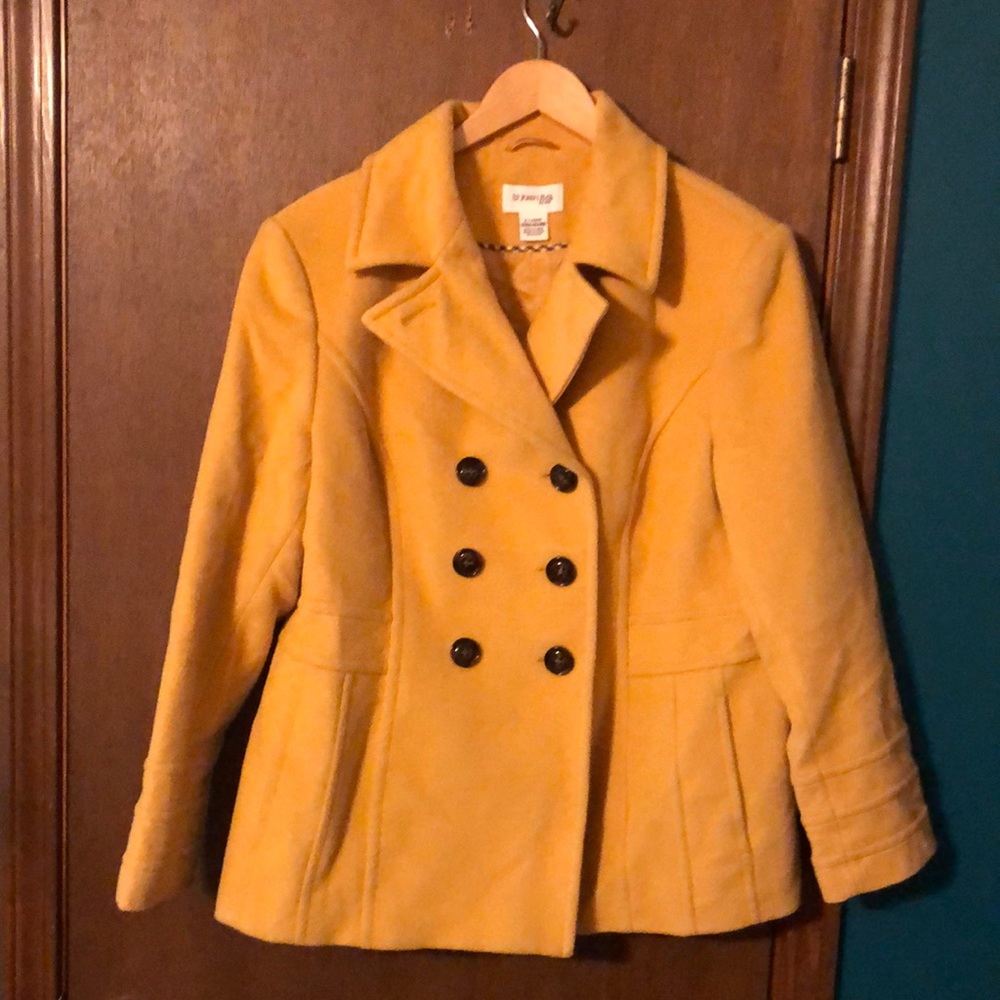 XL goldenrod cashmere and wool pea coat